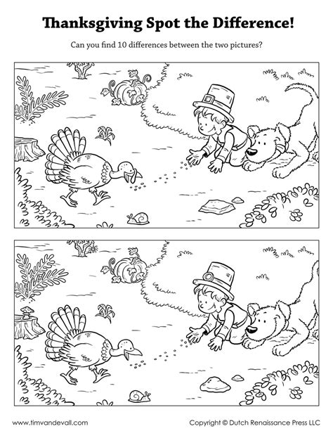 Thanksgiving Spot The Difference Bw Tims Printables