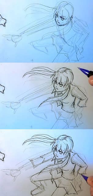 Draw Manga Action Pose Top Down Perspective ~ Drawing And Paint