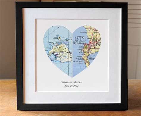 Anniversary Gift Wedding Gift Map Art Heart Map Engagement Etsy In