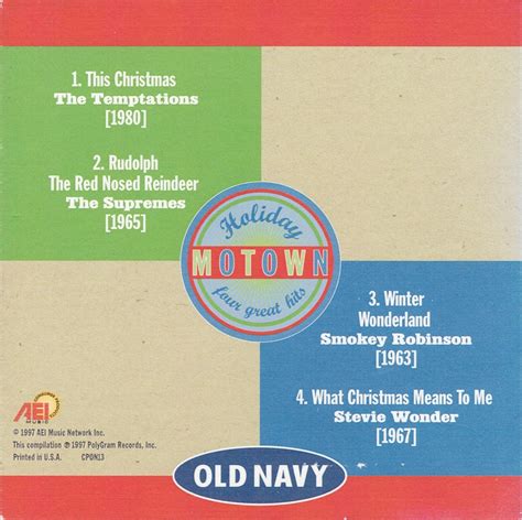 Release Old Navy Motown Holiday By Various Artists Cover Art