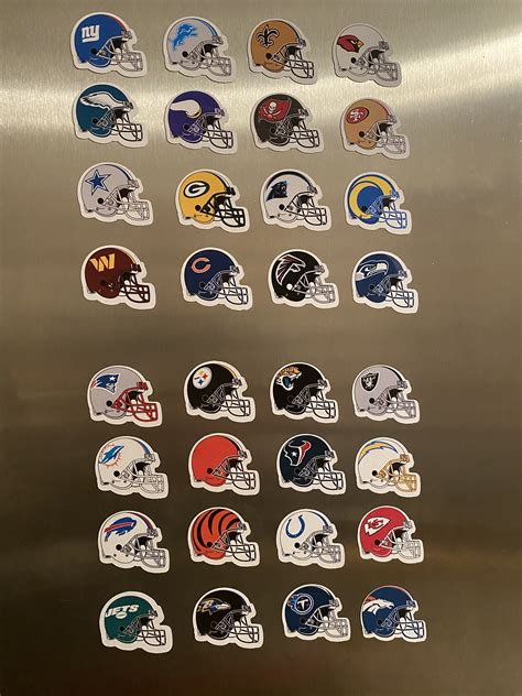 Nfl Helmet Set Magnets All 32 Teams Etsy
