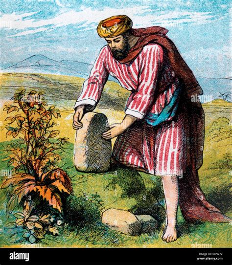 Bible Stories Illustration Of Jacob Taking A Stone That He Had Placed