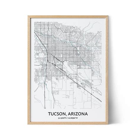 Tucson Map Poster Your City Map Art Positive Prints