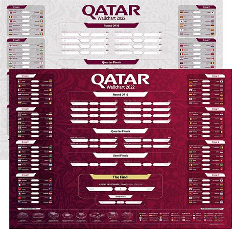 world cup wall chart 2022 qatar a1 extra large double sided tournament schedule poster