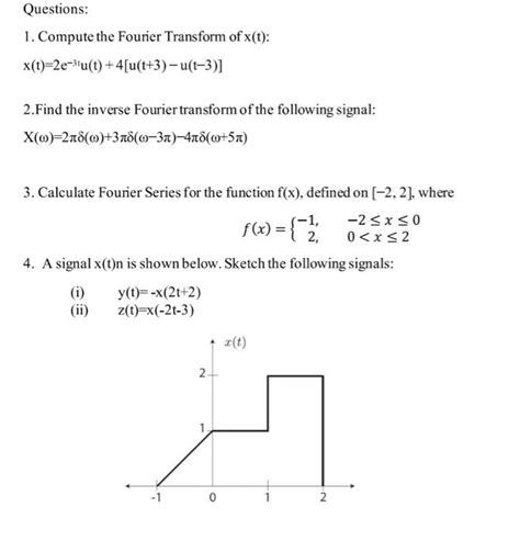 Solved Questions 1 Compute The Fourier Transform Of X T