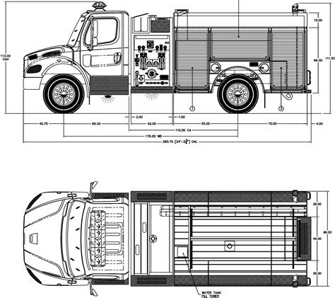 Freightliner M2 Fire Truck Blueprint Download Free Blueprint For 3d