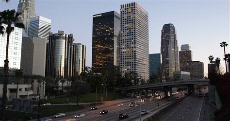 Ultra Hd 4k La California Dusk Downtown Los Angeles Rush Hour On