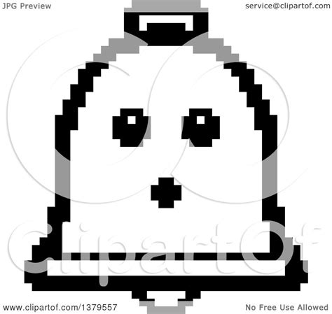 Clipart Of A Black And White Serious Bell Character In 8
