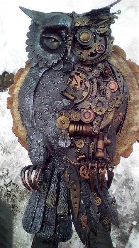 Steampunk Owl Steampunk Bird Metal Sculpture Steampunk Oiseau