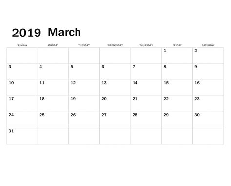 March 2019 Printable Calendar Pdf Page Word With Holidays