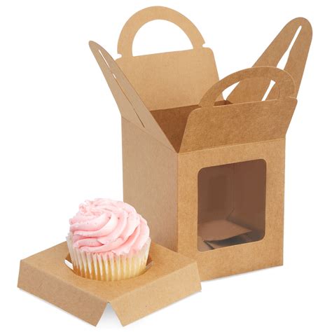 Single Cupcake Boxes With Inserts Individual Disposable Kraft Paper