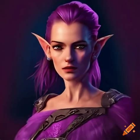 Epic Fantasy Artwork Of An Elf With Purple Skin And Silver Hair