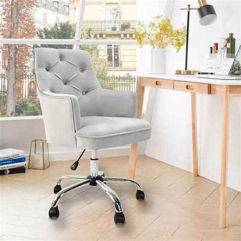 Ovios Cute Desk Chair Plush Velvet Office Chair For Girl Or Lady Modern