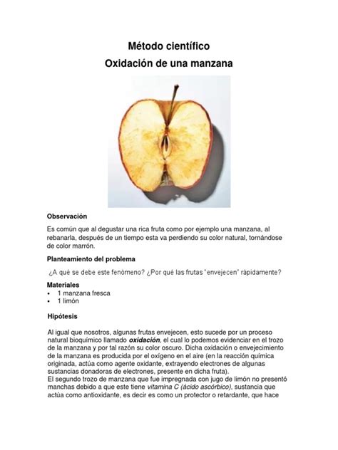 El Proceso De Oxidación De Una Manzana Y El Efecto Antioxidante Del