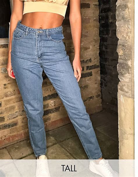 Missguided Tall Riot High Waisted Mom Jeans In Blue Asos