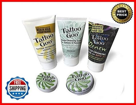 Tattoo Goo Aftercare Kit 5 Pcs Cleansing Soap Salve Tins Lotion Renew