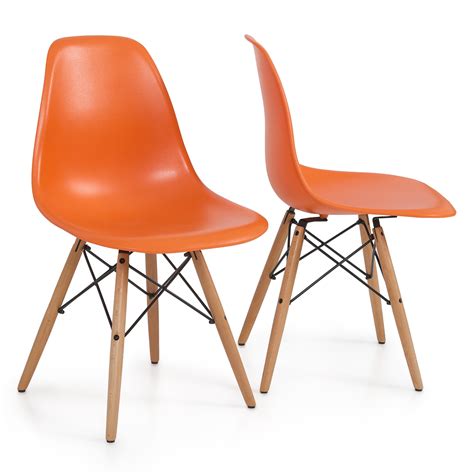 Style Dsw Wood Base Mid Century Modern Shell Dining Side Chair Set Of