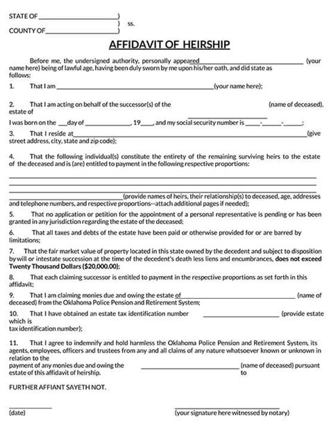 Free Affidavit Of Heirship Forms And Templates Guidelines