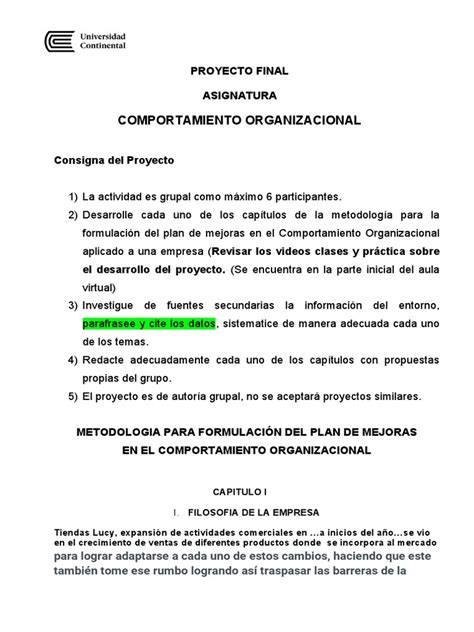 Proyecto Final Comportamiento Organizacional Pdf Comportamiento