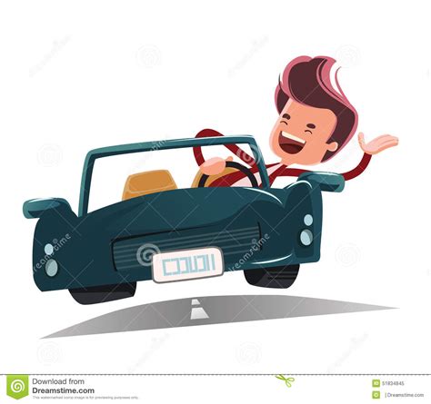 Cartoon Boy And Girl In Fast Car Vector Illustration | CartoonDealer.com #71558634