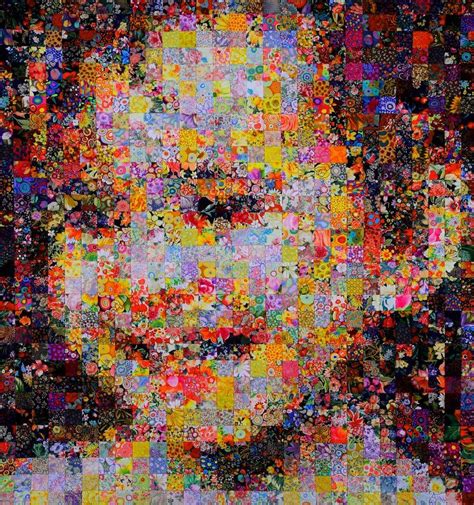 A Large Multicolored Portrait Made Up Of Many Different Colors And
