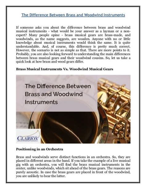 The Difference Between Brass And Woodwind Instrumentspdf