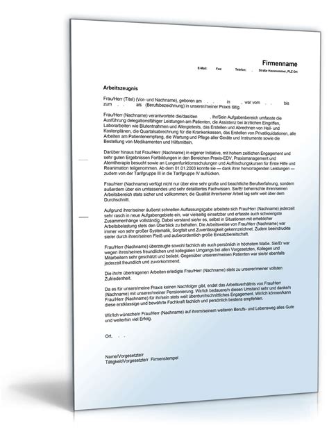 Wie ist ein arbeitszeugnis aufgebaut? Arbeitszeugnis Arzthelferin Note Eins | Vorlage zum Download