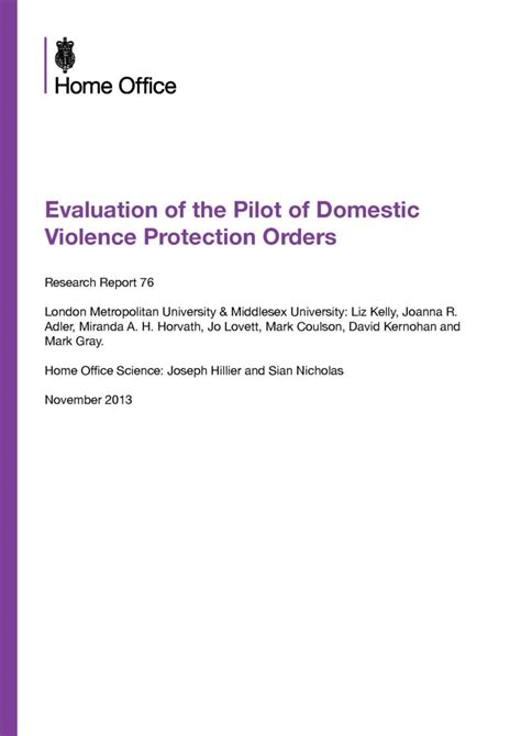 Evaluation Of Domestic Violence Protection Orders Dvpos Cwasu