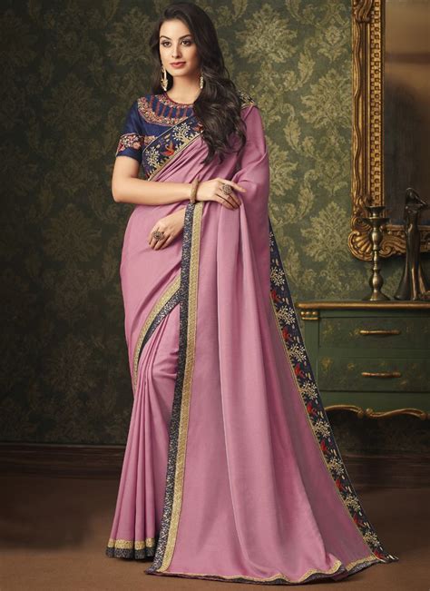 Lavender Silk Embroidered Plain Saree Party Wear Sarees Saree Designs Saree Styles