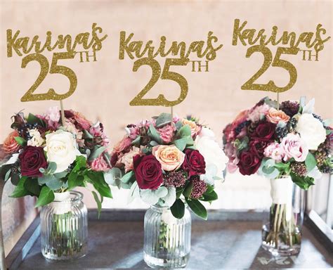 25th Birthday Centerpieces 25 Centerpieces 25th Birthday Party Etsy