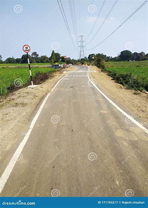 Indian Singal Road Lain And Black And White Collers Stock Image Image