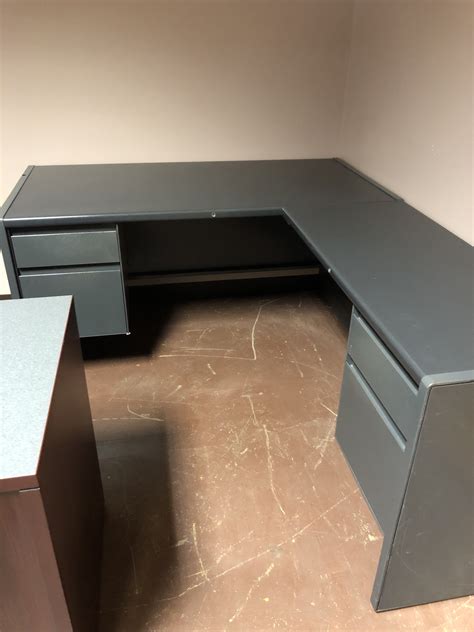 Steelcase 74 X 60 Footprint Gray Laminate L Shape Desk Redeemed Office