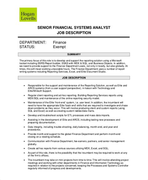 10 Systems Analyst Job Description Templates Pdf Doc