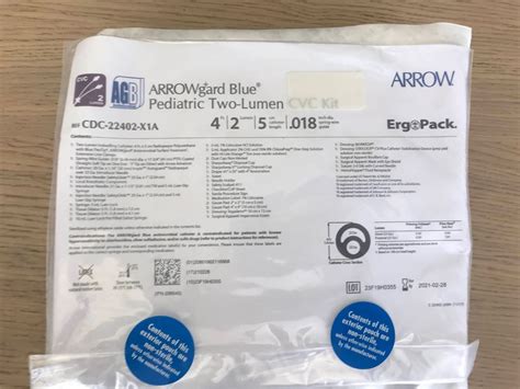 New Arrow Cdc 22402 X1a Arrowgard Blue Pediatric Two Lumen Cvc Kit 4f