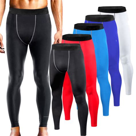 mens compression pants long base layer pants workout sports gym tights ebay