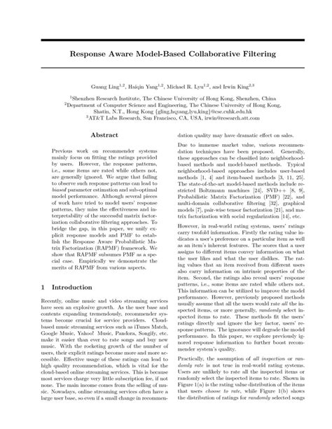 Response Aware Model Based Collaborative Filtering DeepAI