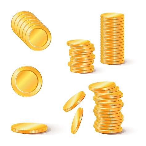 Premium Vector Stacks Of Gold Coins Collection Of Illustrations Icons