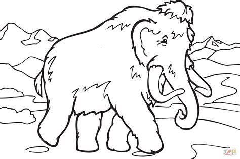 Walking Mammoth Coloring Page Free Printable Coloring Pages