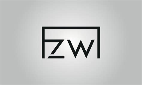 Letter Zw Logo Design Zw Logo With Square Shape In Black Colors Vector