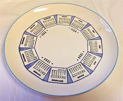 Collectors Calendar Plate 1964 Blues And White Vintage 10in Vintage