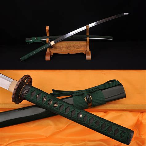 High Carbon 1060 Steel Green Scabbard And Accents Katana Sword