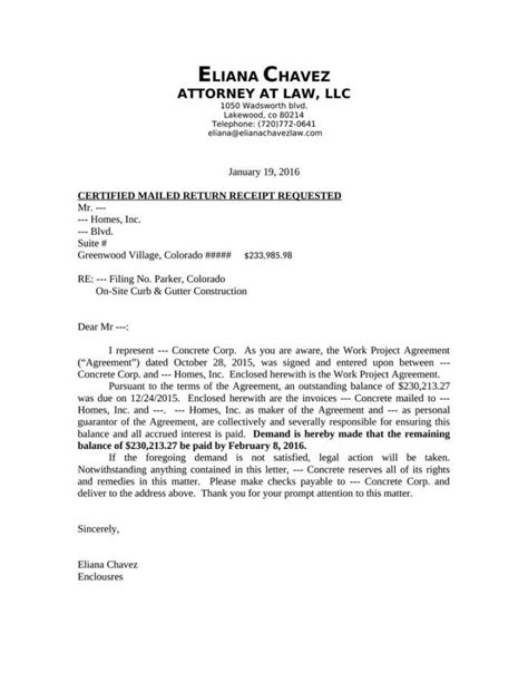 Sample Of Free Demand Letter For Money Owed For Work Attorney Docs