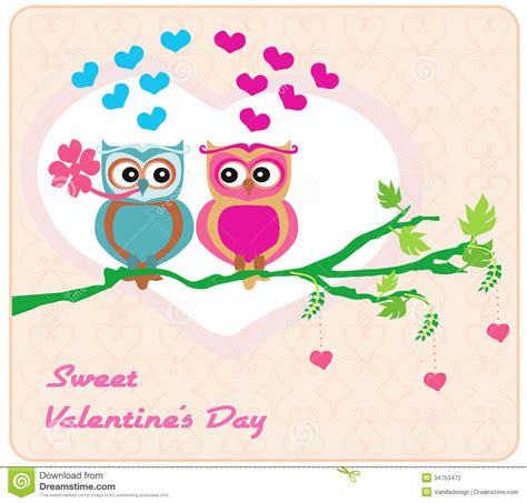 Owls In Love Sweet Card Design Stock Vector Illustration Of Paper