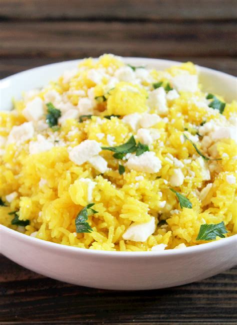 Not Quite A Vegan Yellow Rice With Turmeric Citrus And Feta Cheese