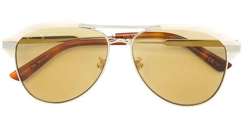 gucci classic aviator sunglasses in yellow lyst