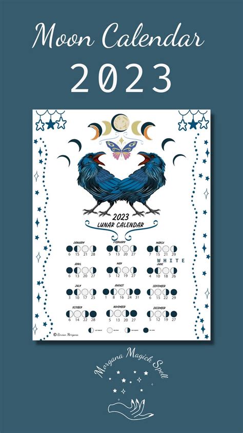 The Moon Calendar Is Shown With Two Black Birds On Top Of Each Other