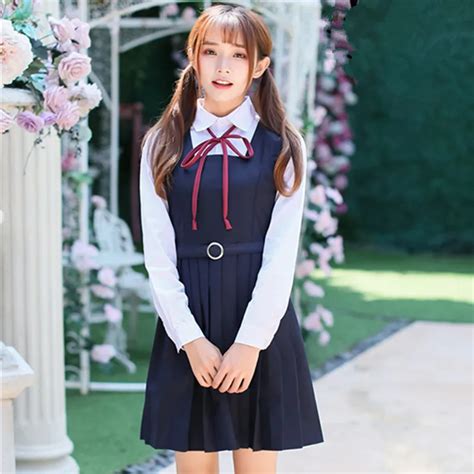 2022 Elastic Waist Japanese Student Girls School Uniform Solid Color Jk