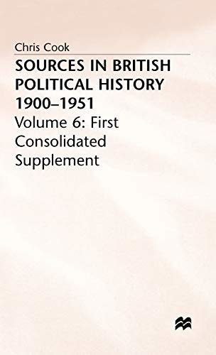 9780333265680 Sources In British Political History 1900 1951 Volume 6