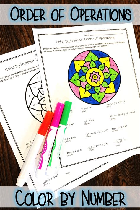 Good practice for young learners who know basic colours. Order of Operations: Algebra Color by Number | Order of ...