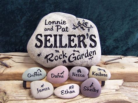 Engraved Rock Garden With 7 Name Stones Etsy